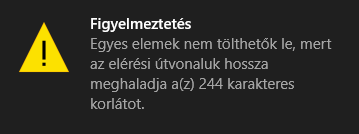 Útvonalra vonatkozó figyelmeztető üzenet