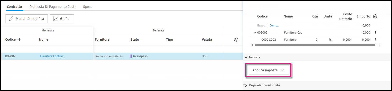 Apply a tax details panel