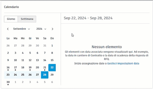 Funzionalità del calendario