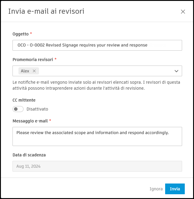 Approval workflow send dialog