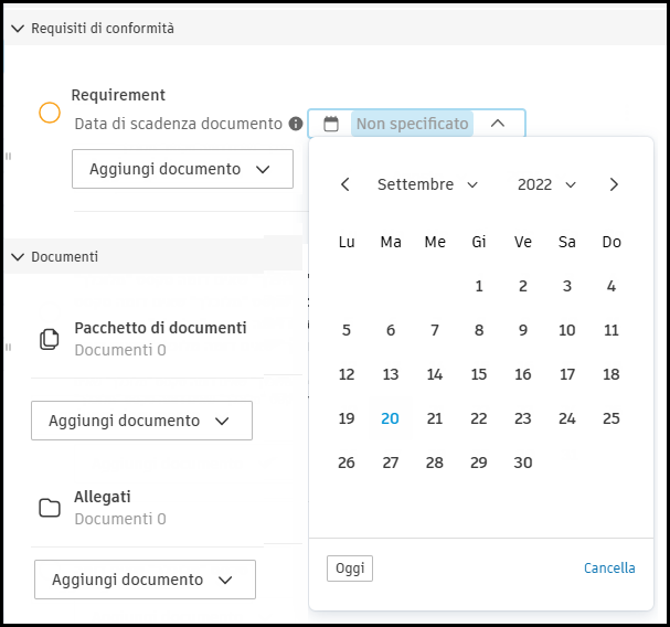Compliance requirement expiration date configuration dialog