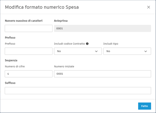 Edit expense number format dialog