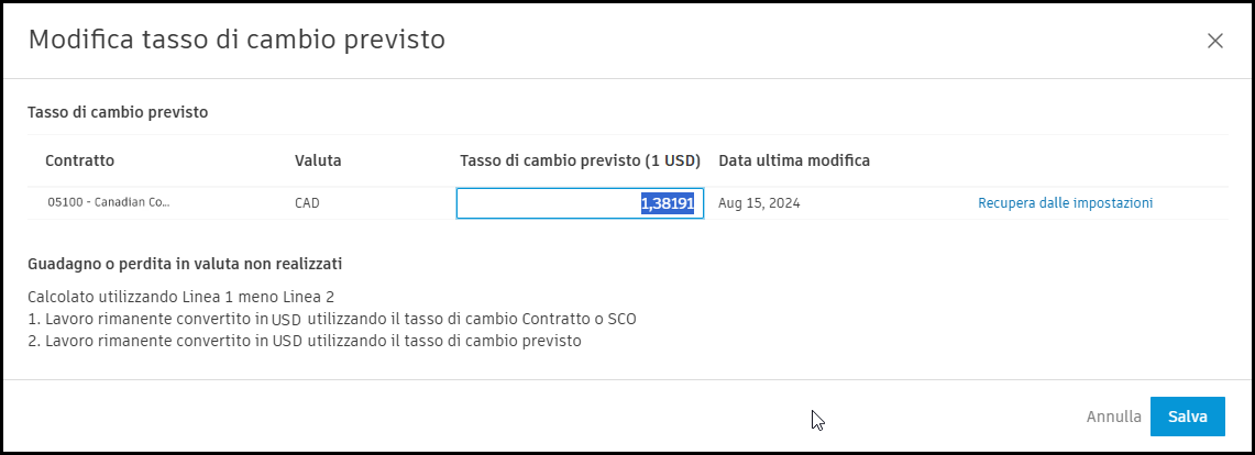 Edit Forecast Exchange Rates