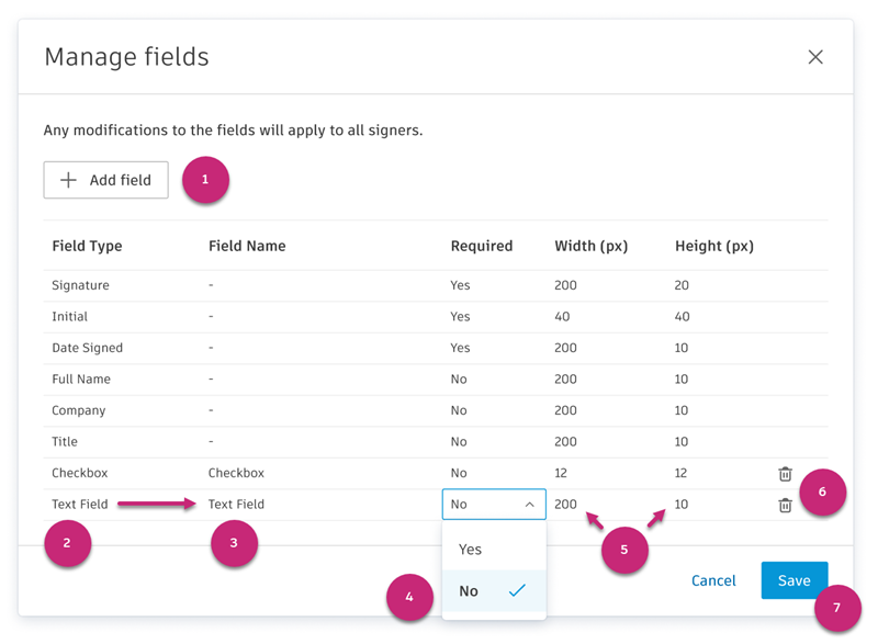 Manage Fields