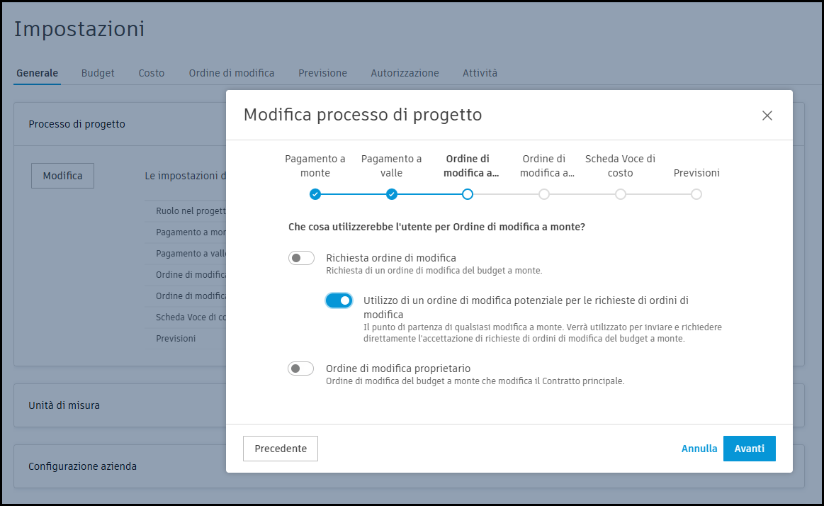 Project process setting