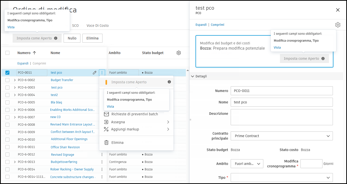 Required fields validation message