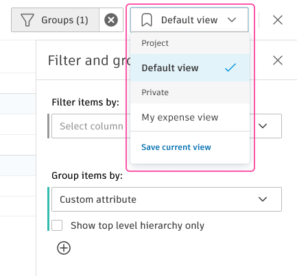 Saved View Actual Cost