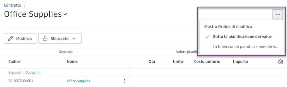 Show change orders as column