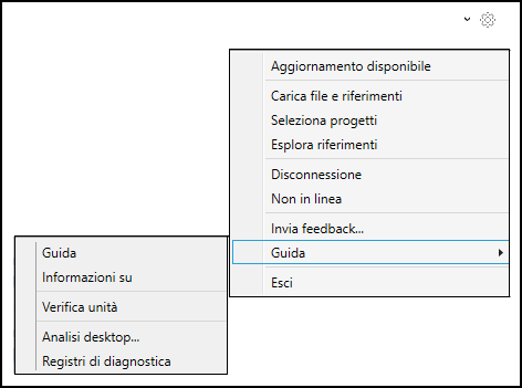 Opzioni del menu della schermata iniziale