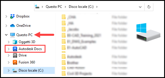 Posizione della cartella Docs v15