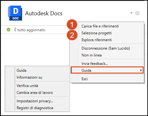 Menu Options in Desktop Connector