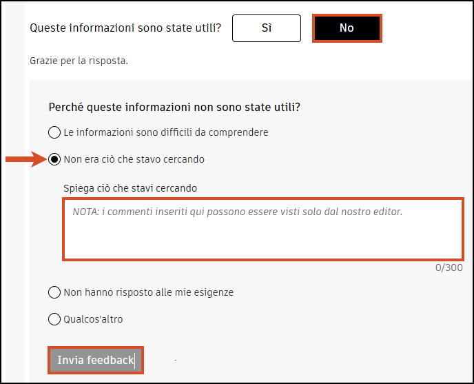 Invia feedback