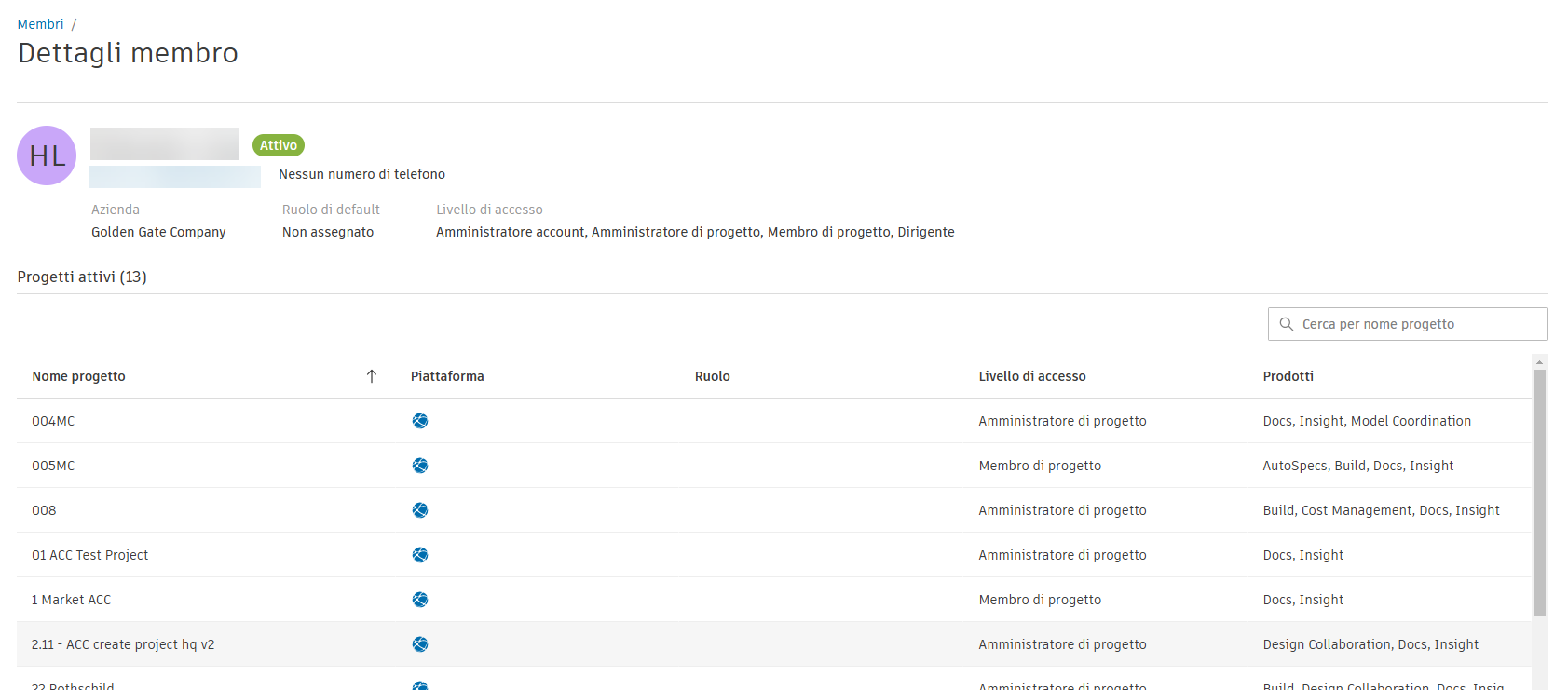 Member details projects