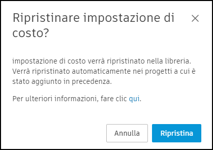 Restore Cost Setting