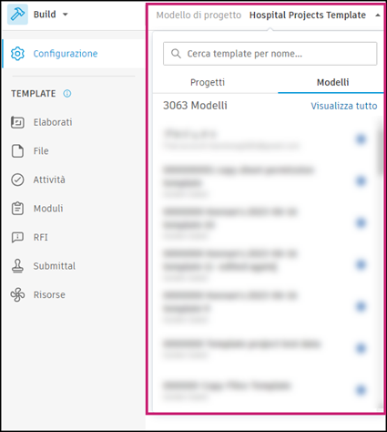 Template picker menu