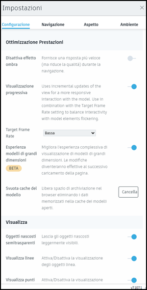 Viewer settings panel