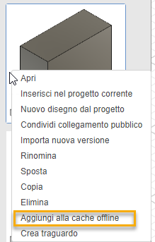 data panel right-click add to offline cache