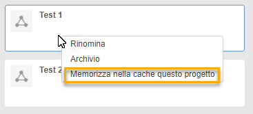 data panel right-click cache project