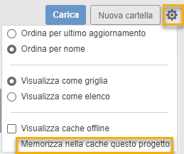 data panel settings cache project