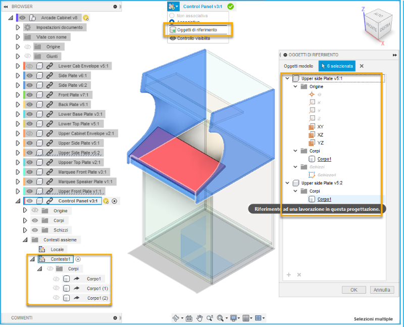 reference objects selection example