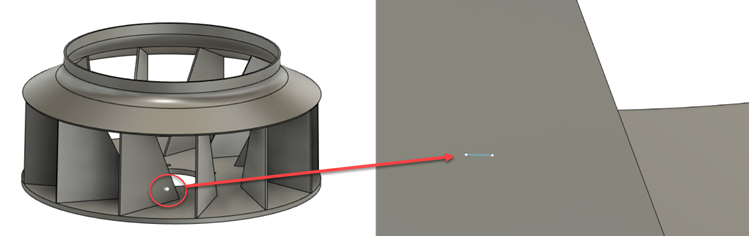 Tool tip facing towards a curve