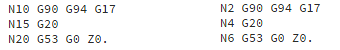 NC Code Sequence Increments