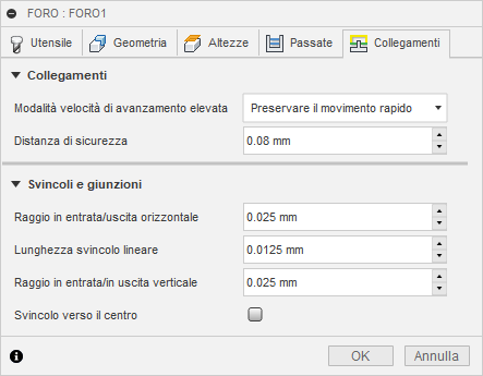2d bore dialog linking tab