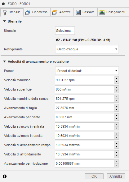 2d bore dialog tool tab