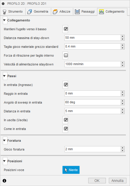 2d profile dialog linking tab - waterjet