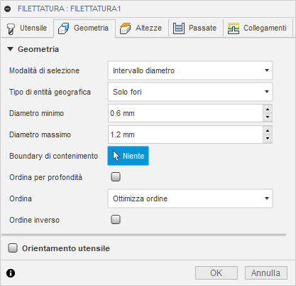 2d thread mill dialog geometry tab - diameters