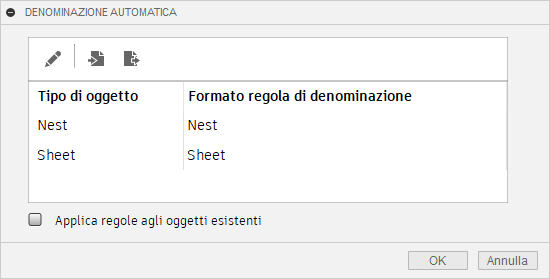 automatic naming dialog