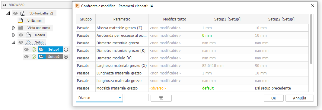 compare and edit dialog - setup