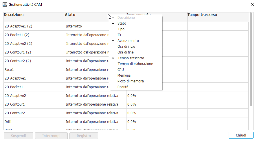 context menu