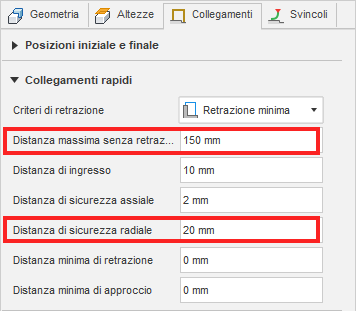 Leads and Links dialog with the Maximum Stay-Down Distance and Radial Safe Distance adjusted