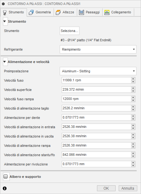 multi-axis contour dialog - tool tab