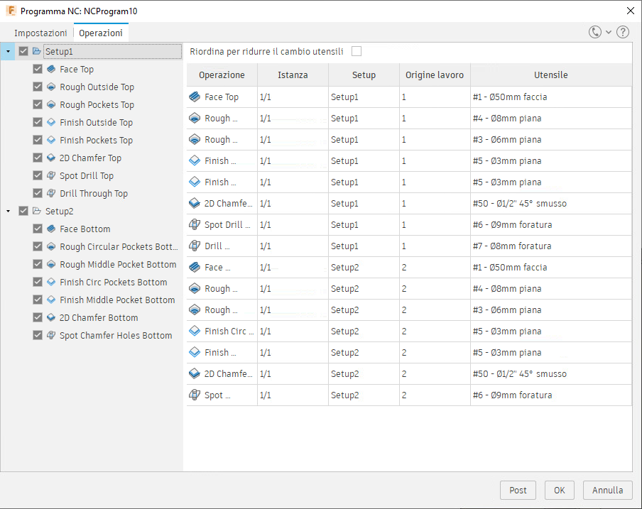 nc program - select setup 2