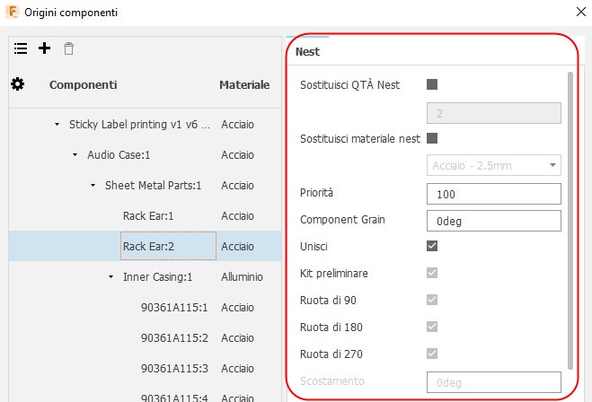 component sources dialog
