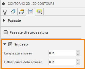 2d contour dialog passes tab - chamfers