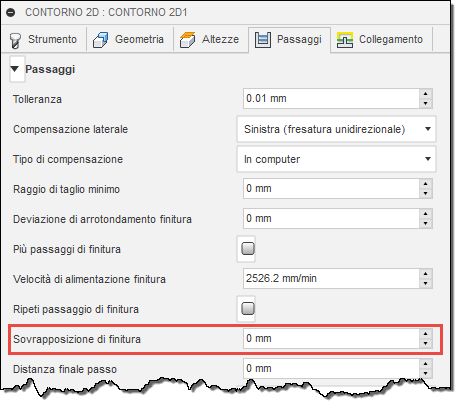 2d contour dialog passes tab - finishing overlap