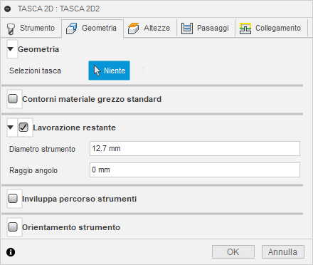 2d pocket dialog geometry tab - rest machining