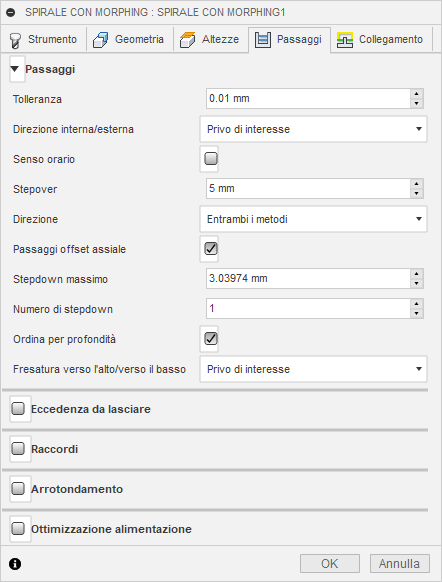 3d morph spiral dialog passes tab