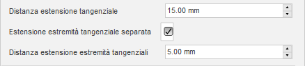 tangential extension distance dialog section