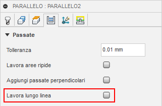 parallel dialog passes tab - machine straight on