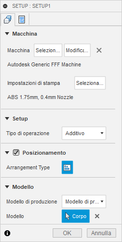 setup dialog for additive