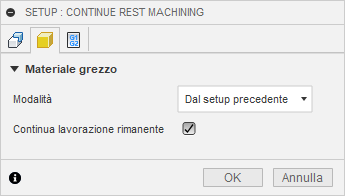 Lavorazione rimanente tra setup