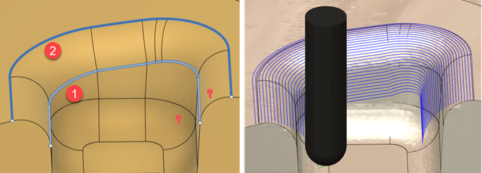 blend toolpath - bottom curve selected first