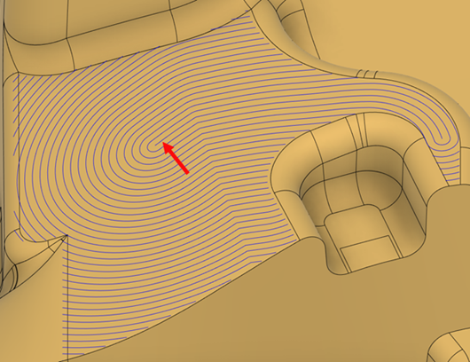 geodesic scallop toolpath - ofsetting passes from the line at the center