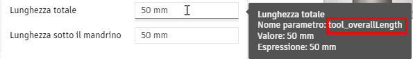 tool library - parameters name