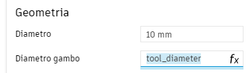 tool library - example of linked parameters - click the linked parameter field