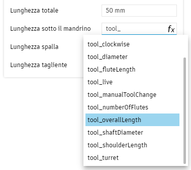 tool library - example of linked parameters - click the linked parameter field